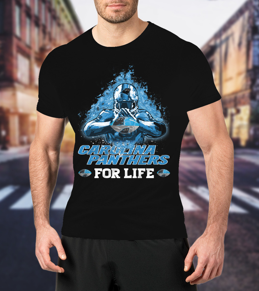 CAROLINA PANTHERS FOR LIFE Football Player Helmet And Football T-Shirt