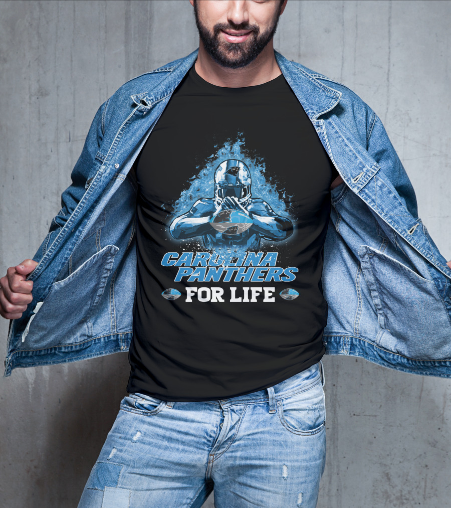 CAROLINA PANTHERS FOR LIFE Football Player Helmet And Football T-Shirt