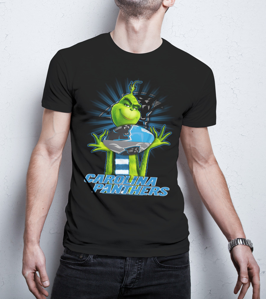 Grinch Holding Football CAROLINA PANTHERS T-Shirt