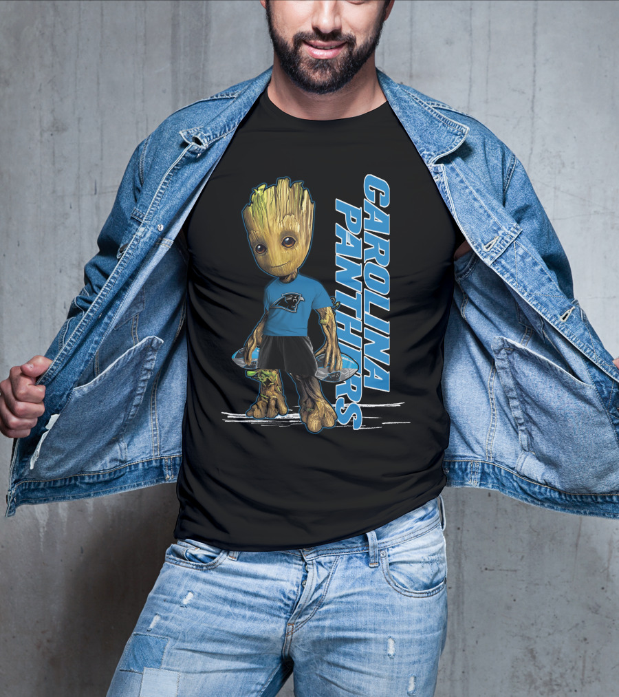 Groot Carolina Panthers Guardians Of The Galaxy Crossover T-Shirt