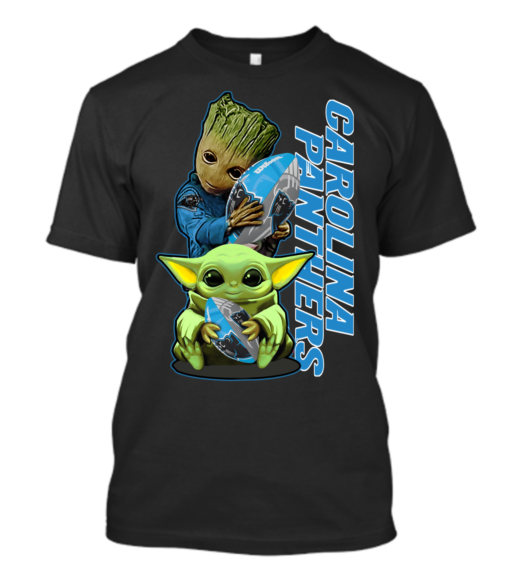 Groot Baby Yoda Grzd Carolina Panthers Football T-Shirt