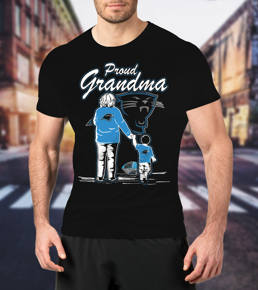 Proud Grandma Carolina Panthers Fan Holding Child With Team T-Shirt