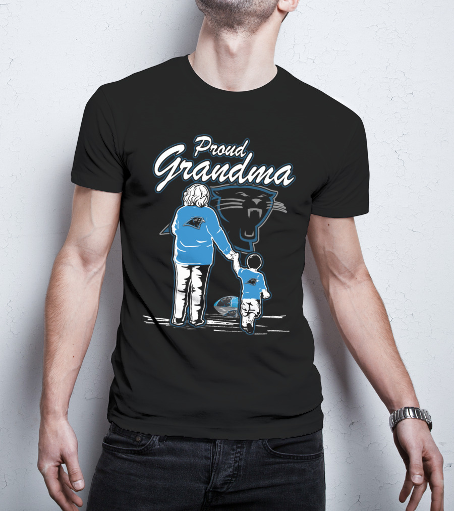 Proud Grandma Carolina Panthers Fan Holding Child With Team T-Shirt