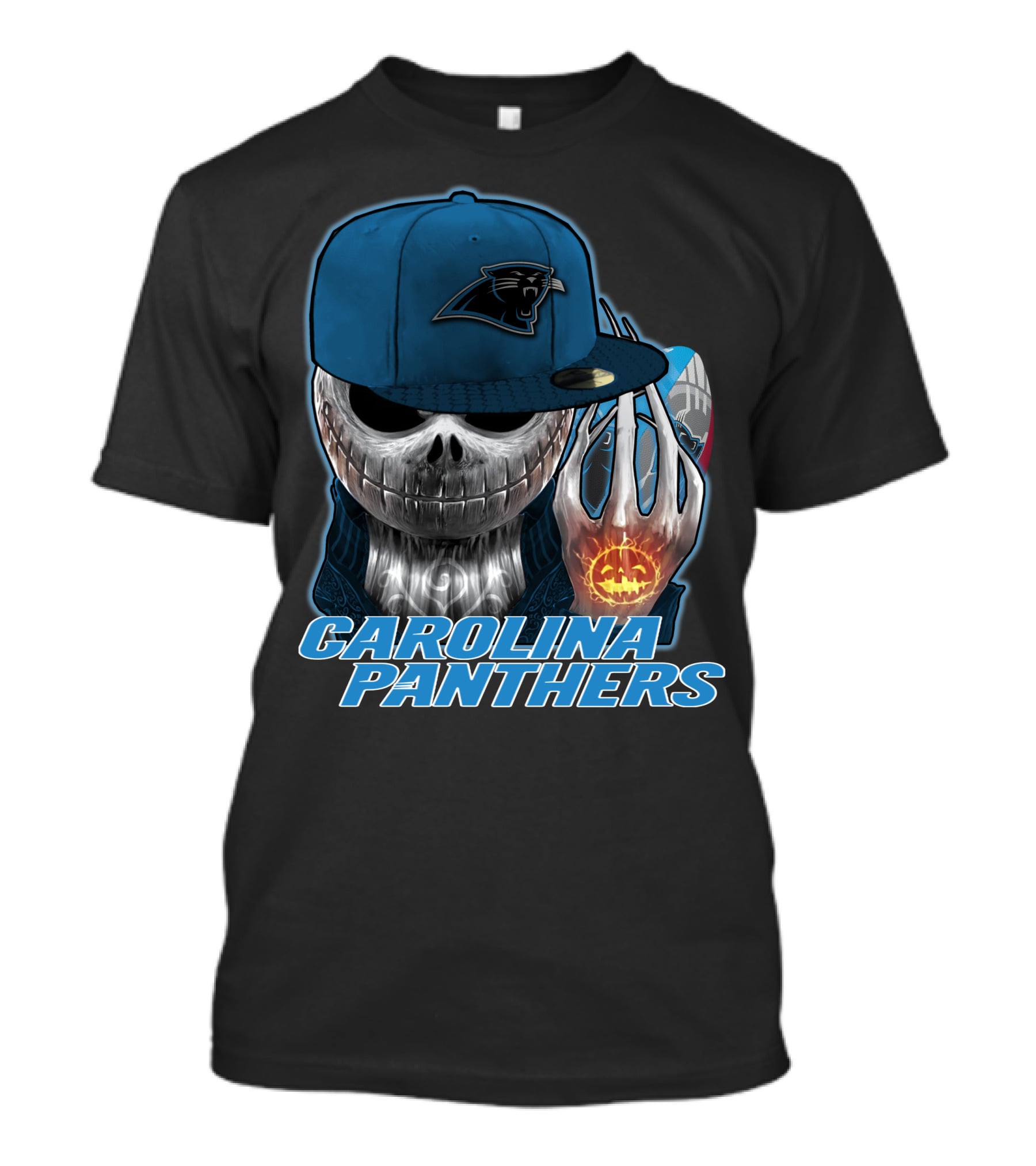 CAROLINA PANTHERS JACKSKULL WITH PUMPKIN AND CAP T-Shirt