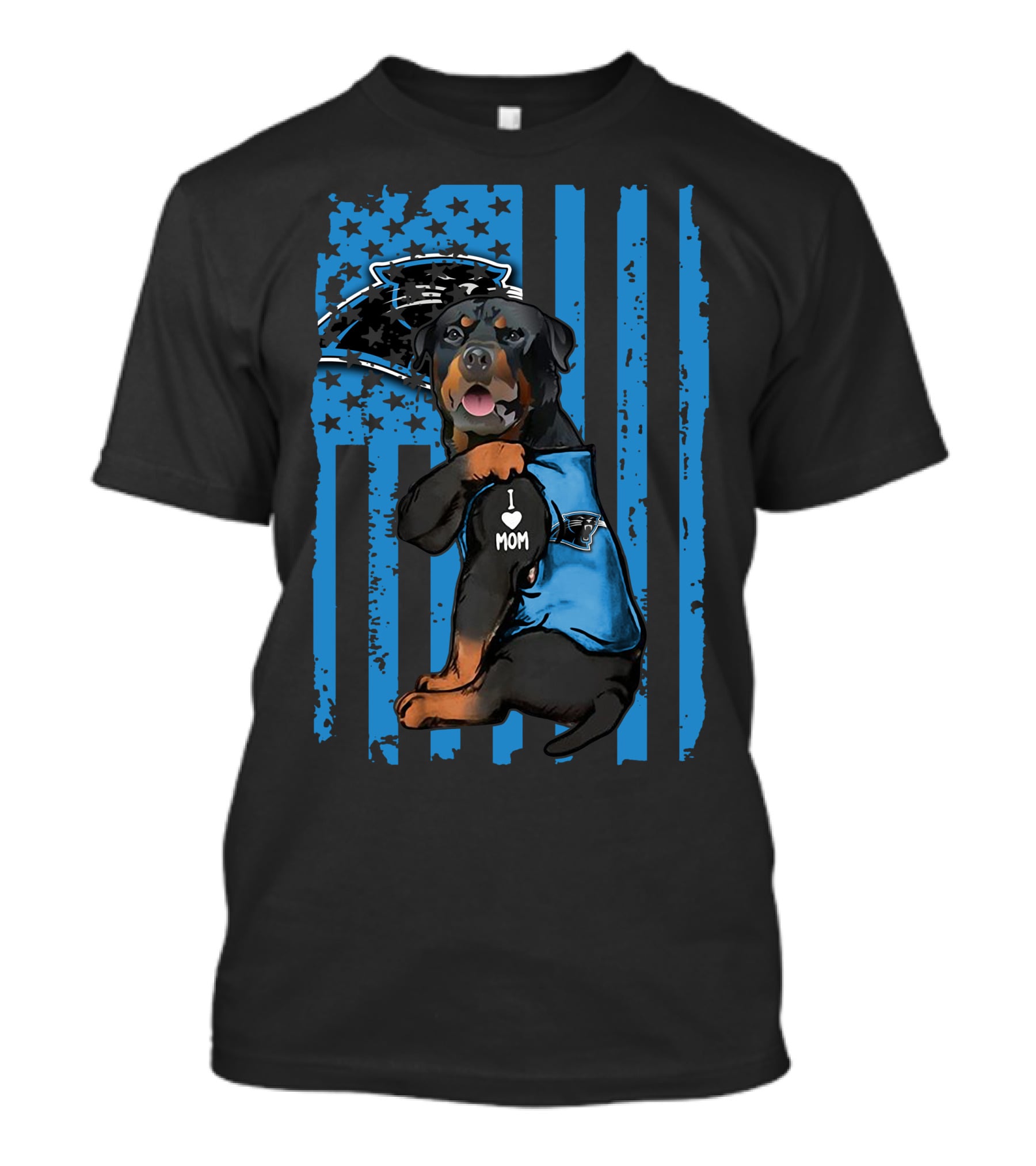 Rottweiler Carolina Panthers I Love Mom T-Shirt