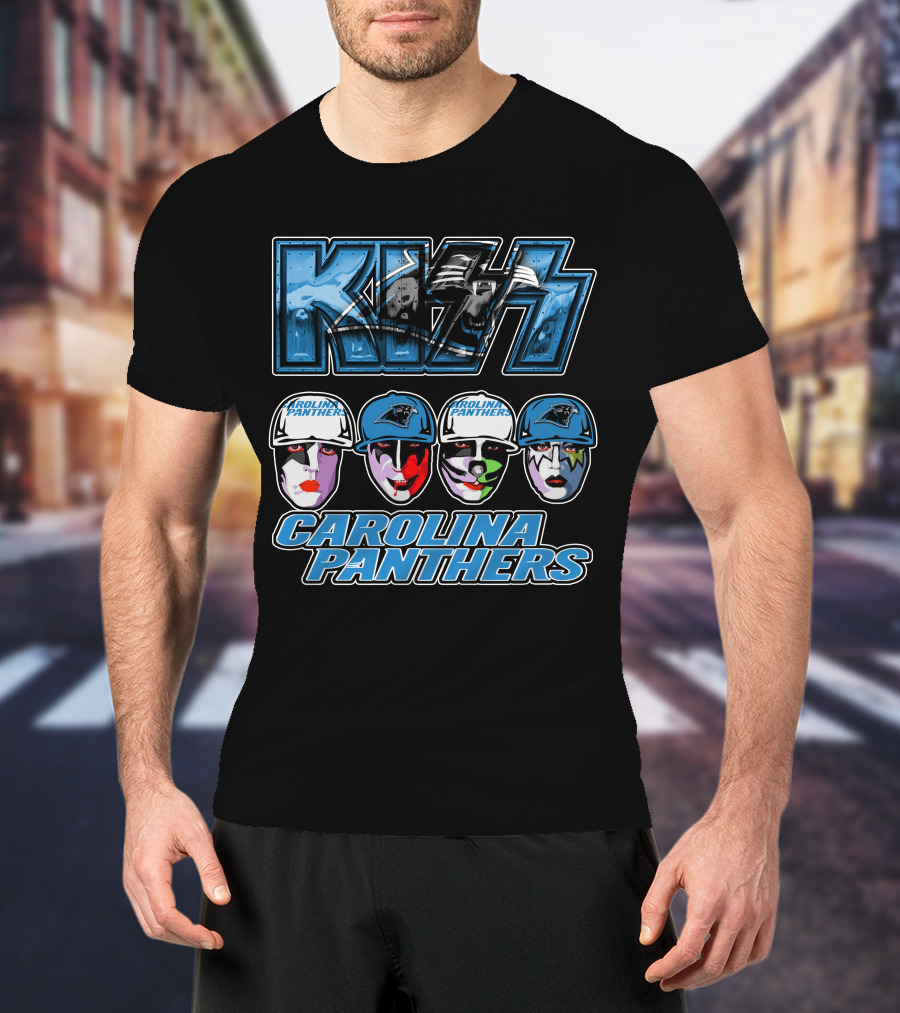Kiss Carolina Panthers Face Paint Hats Nfl Team T-Shirt