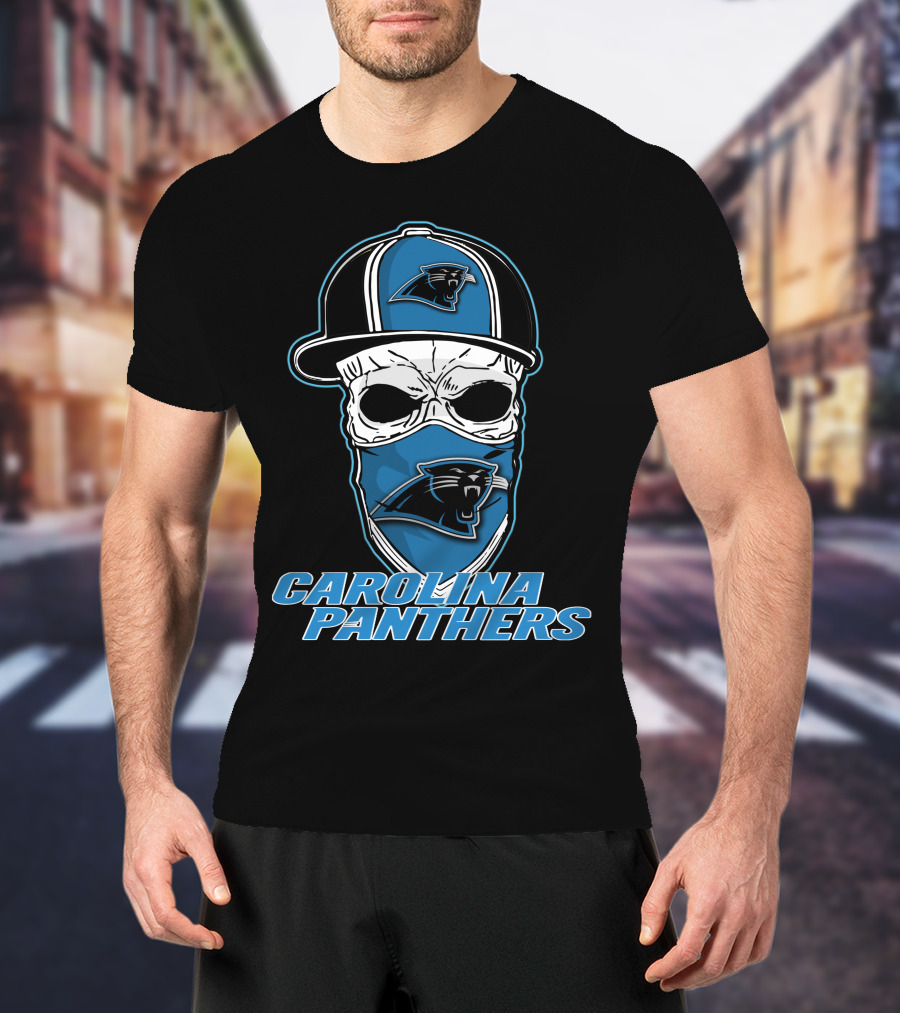 Carolina Panthers Skull Hat Fan T-Shirt