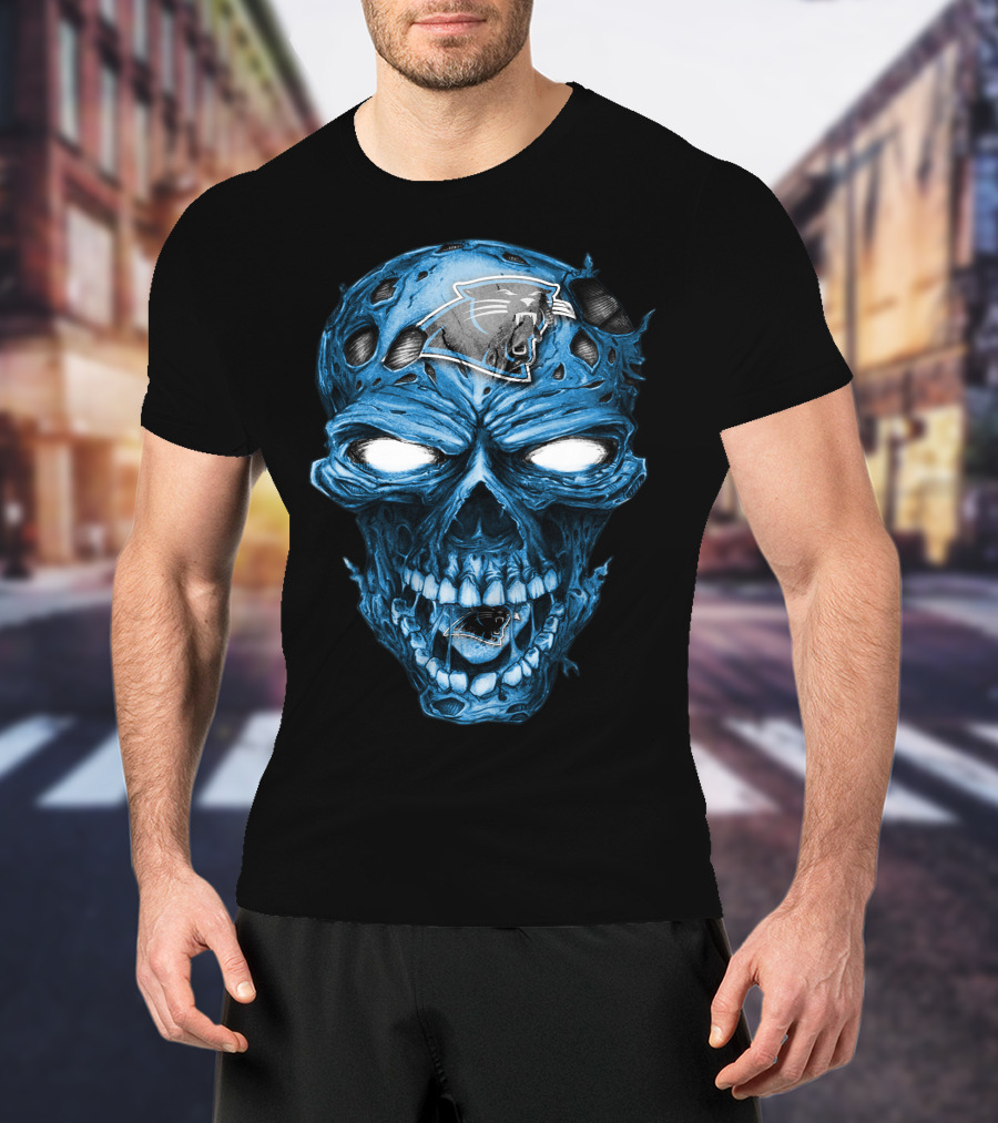 Skull Carolina Panthers NFL Blue Horror T-Shirt