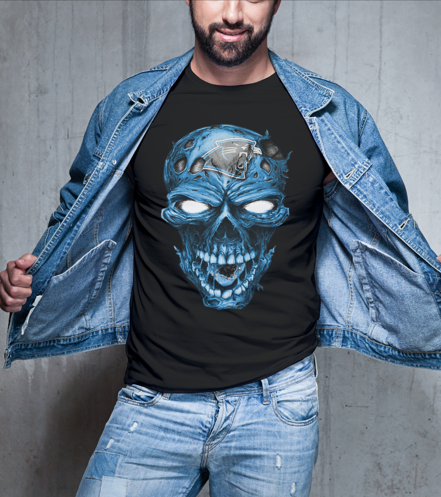 Skull Carolina Panthers NFL Blue Horror T-Shirt