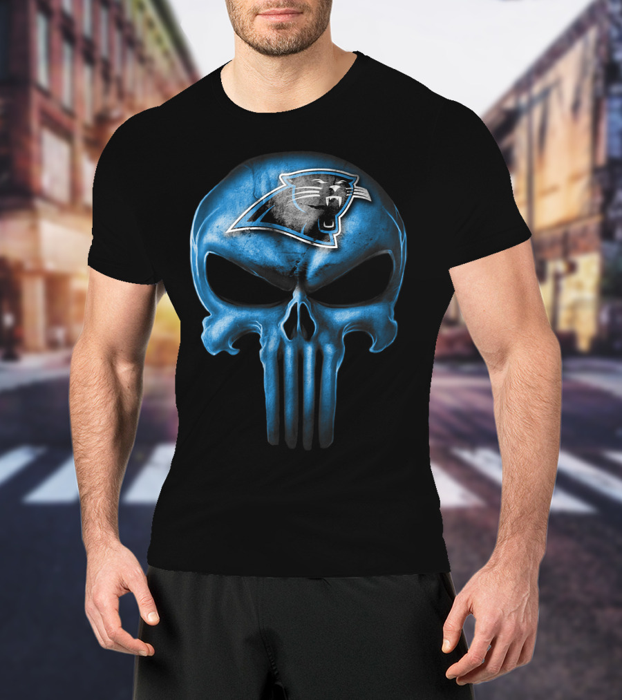 Skull Carolina Panthers Punisher Logo Mashup T-Shirt
