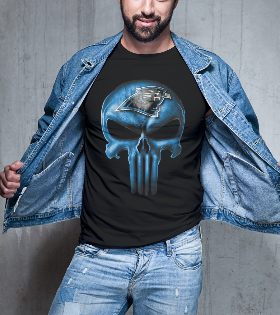 Skull Carolina Panthers Punisher Logo Mashup T-Shirt