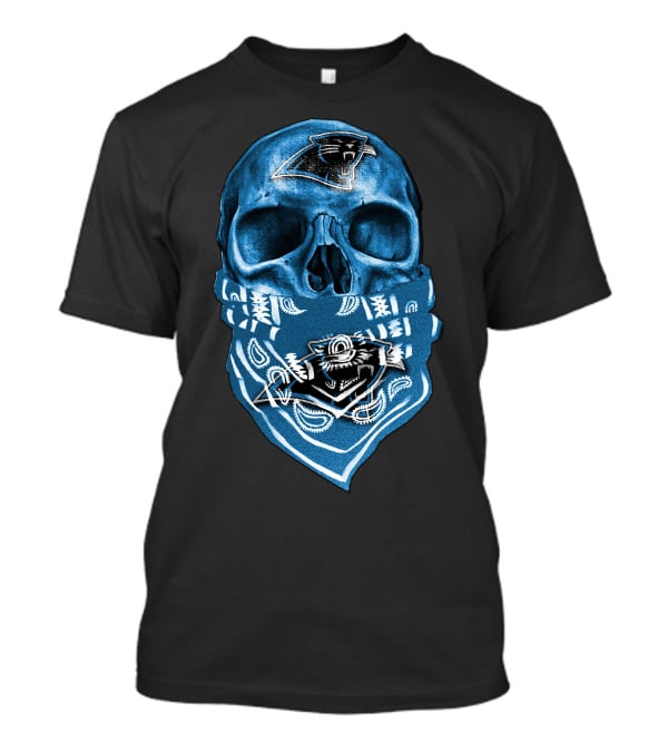 CAROLINA PANTHERS Skull Bandana Fan T-Shirt