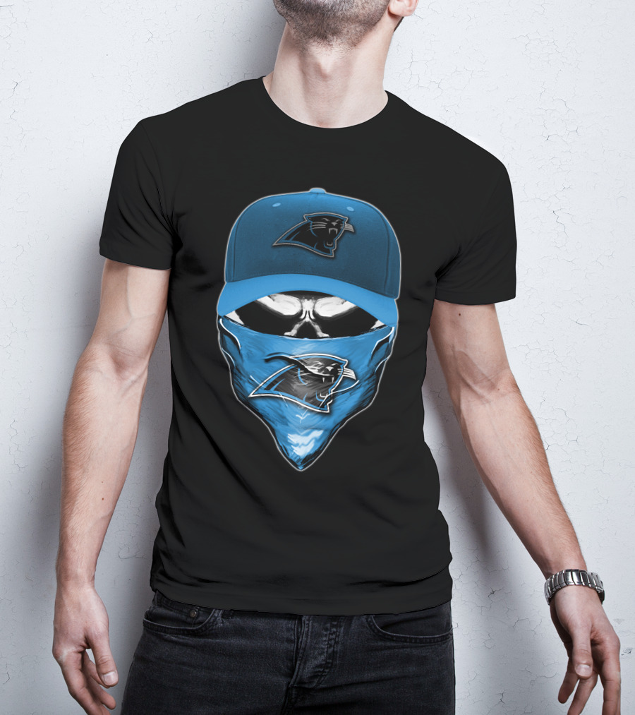 Skull Carolina Panthers Hat Bandana T-Shirt