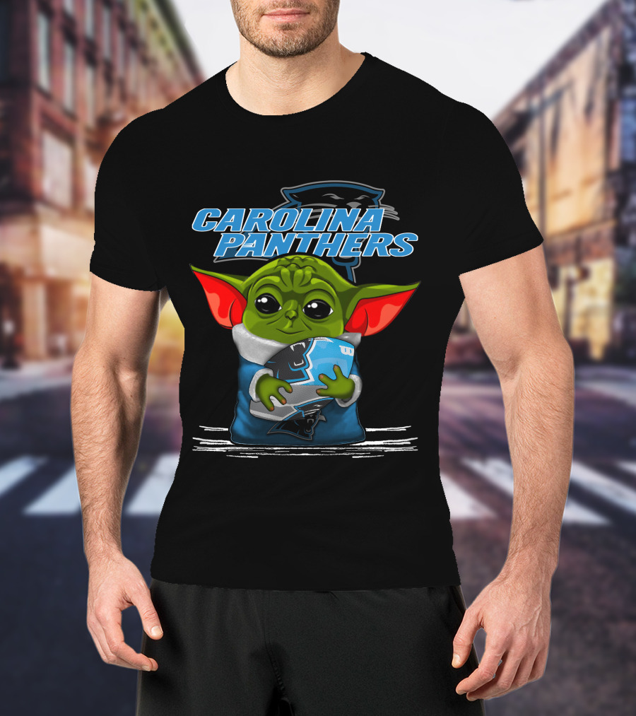 CAROLINA PANTHERS Yoda Holding Football T-Shirt