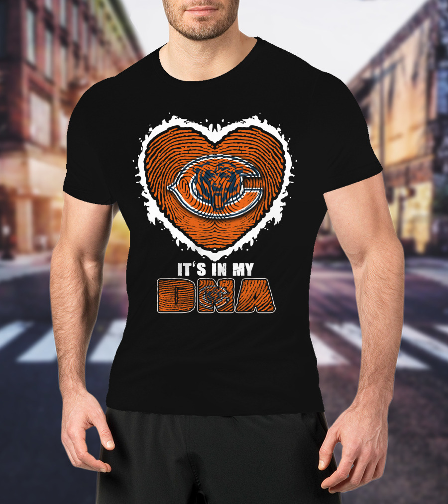 It's In My Dna Chicago Bears Heart Thumbprint T-Shirt