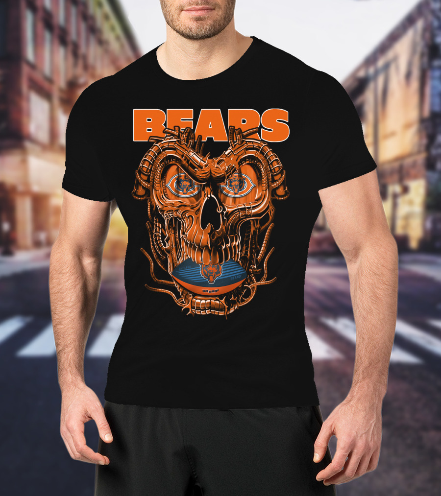 Dragonskull BEARS CHICAGO Football Skulldesign T-Shirt