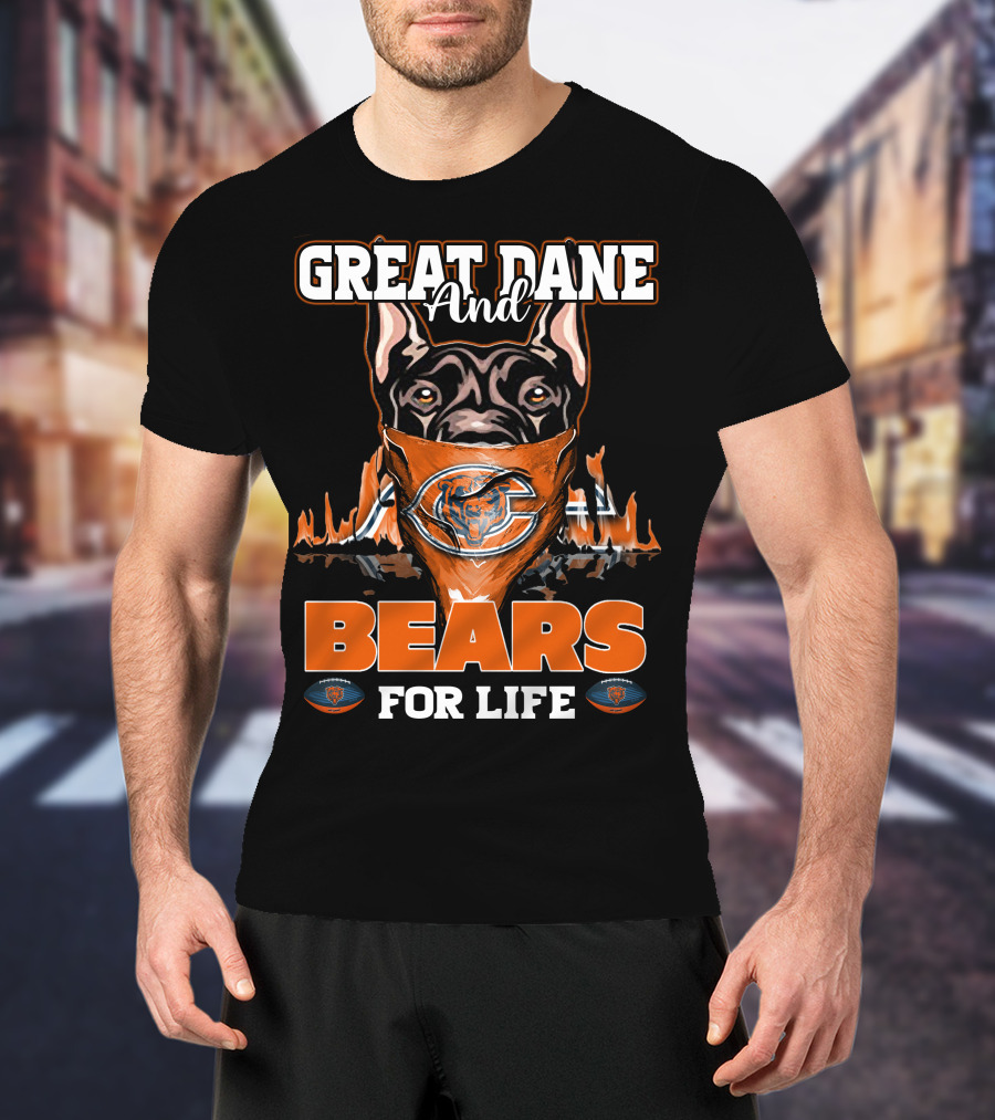 GREAT DANE AND BEARS FOR LIFE CHICAGO BEARS T-Shirt