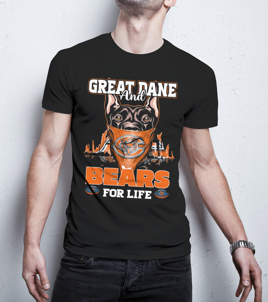 GREAT DANE AND BEARS FOR LIFE CHICAGO BEARS T-Shirt
