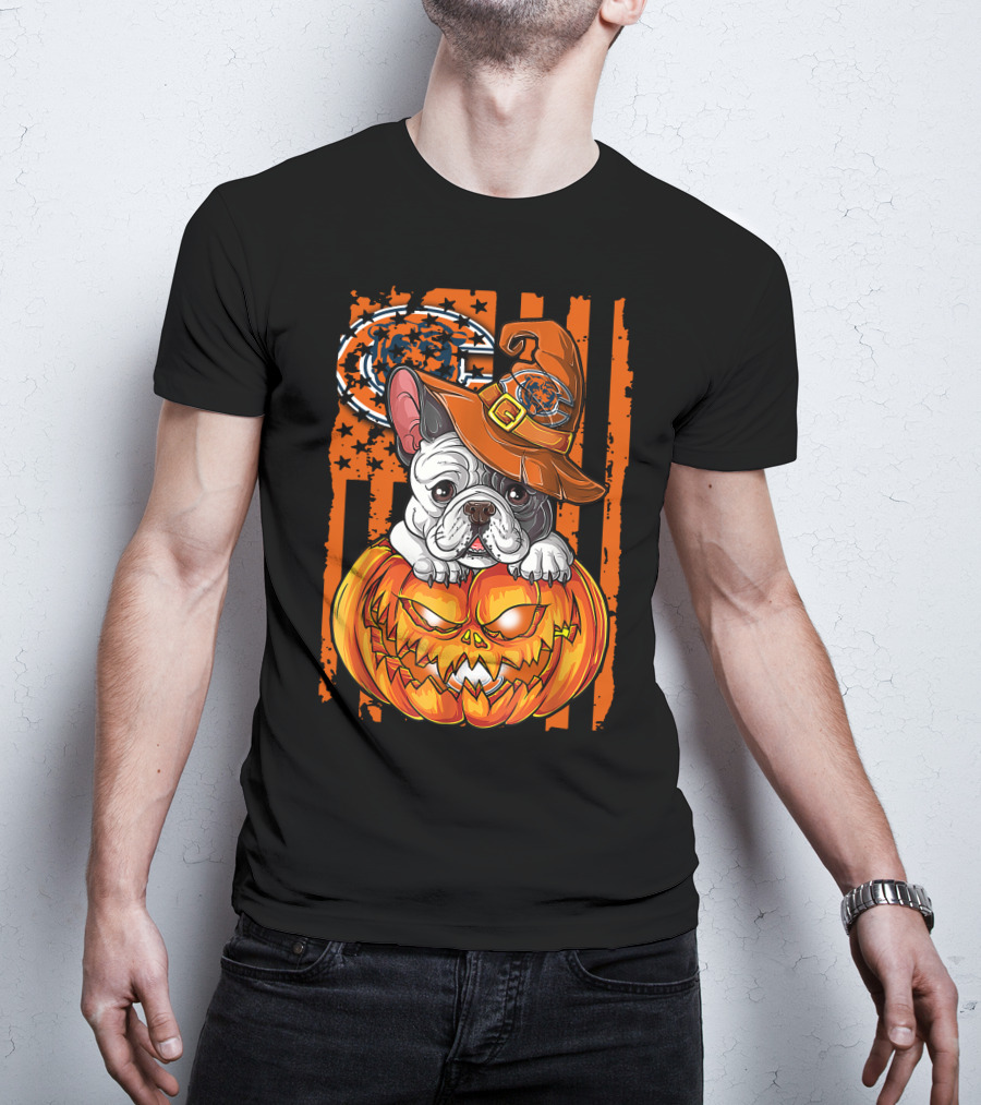 Hlw Bulldog Chicago Bears Halloween Pumpkin T-Shirt