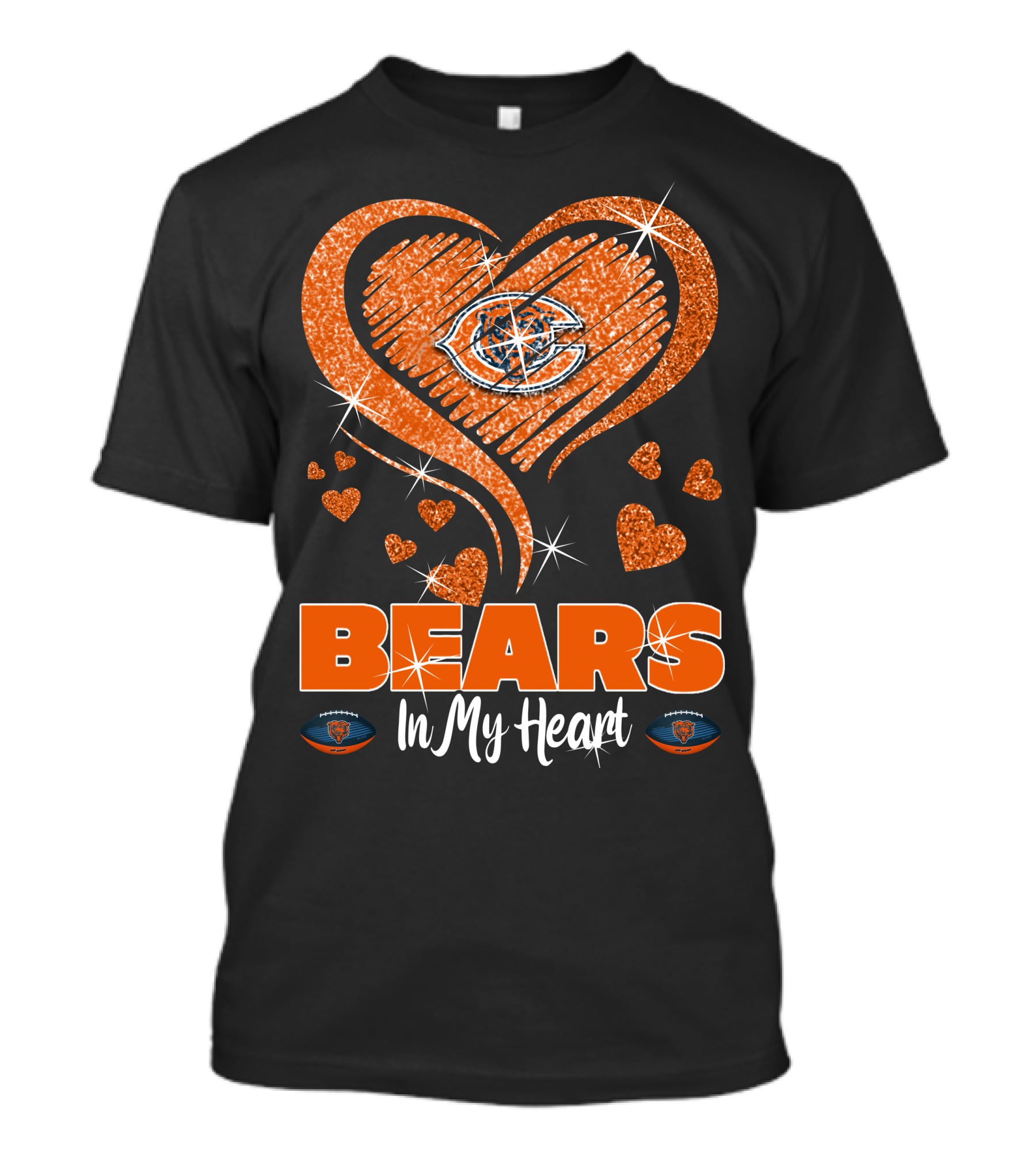 BEARS In My Heart Chicago Bears Sparkling Emblem T-Shirt