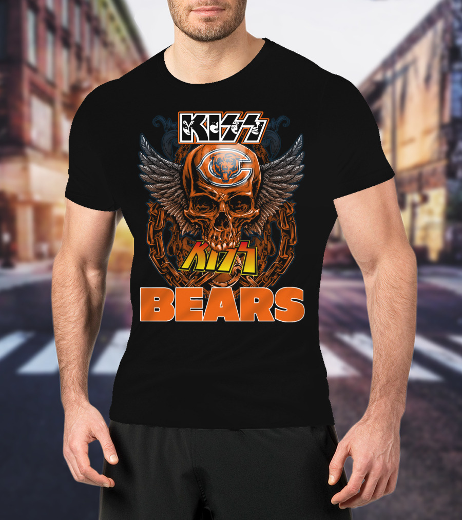 KISS CHICAGO BEARS Skull Wings T-Shirt