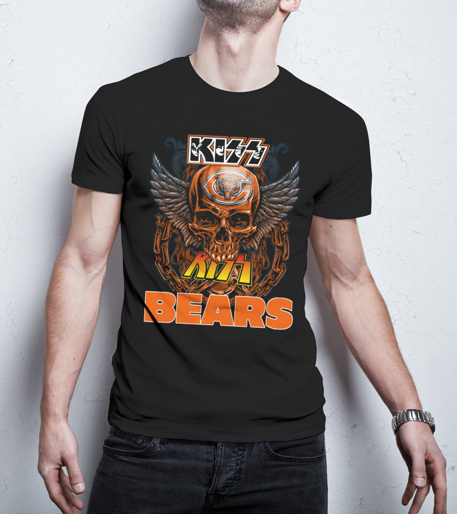 KISS CHICAGO BEARS Skull Wings T-Shirt