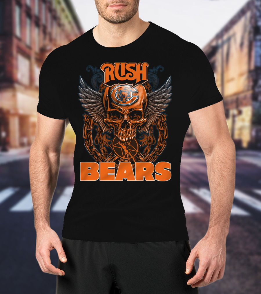 RUSH CHICAGO BEARS Skull Wings T-Shirt