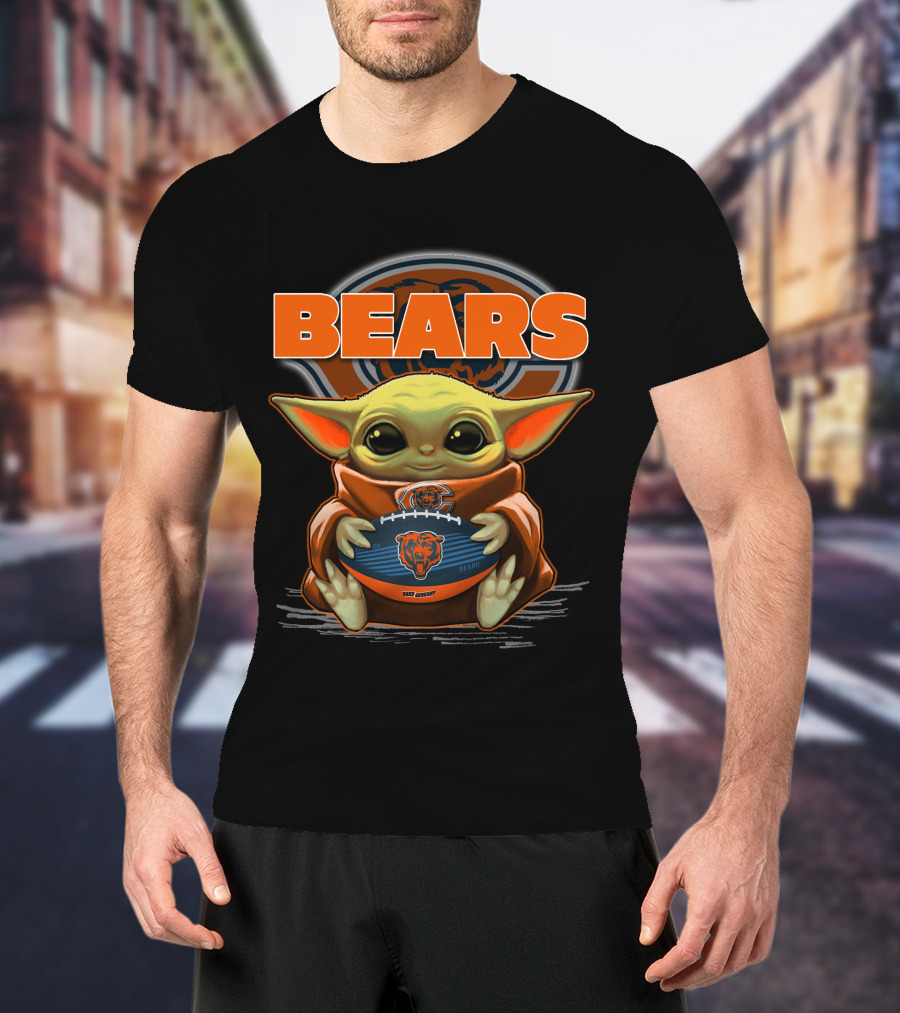 Yoda BEARS Football Chicago Baby Holding Football T-Shirt