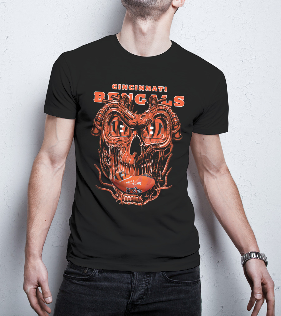 CINCINNATI BENGALS Dragon Skull Football T-Shirt