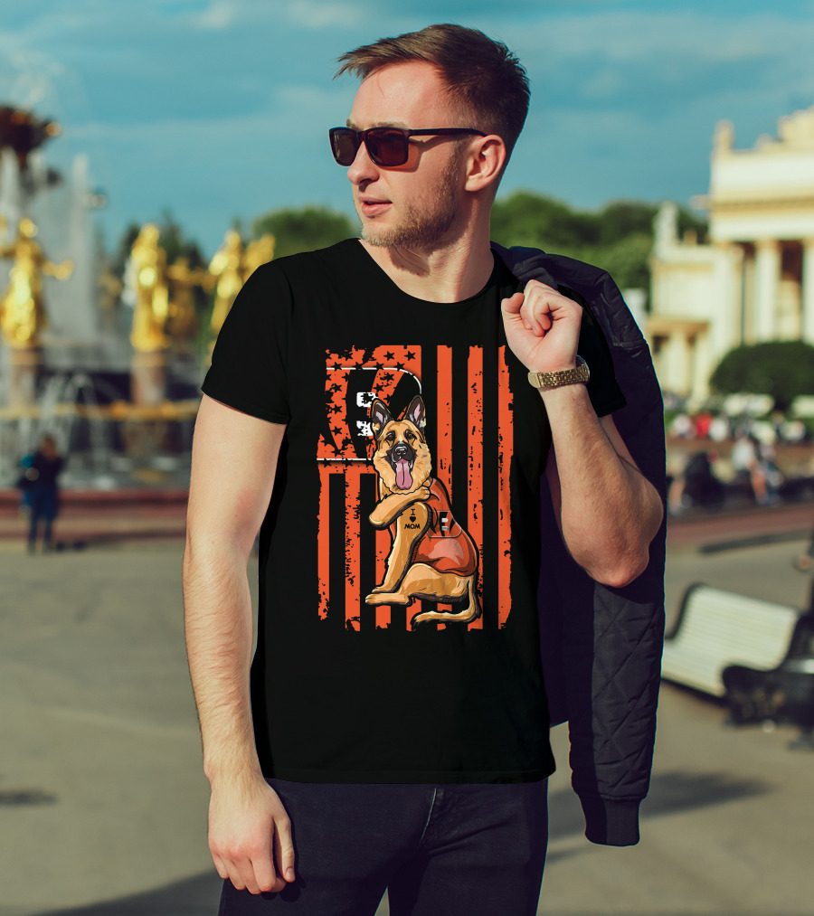 German Shepherd Cincinnati Bengals American Flag Football Fan Mockup T-Shirt