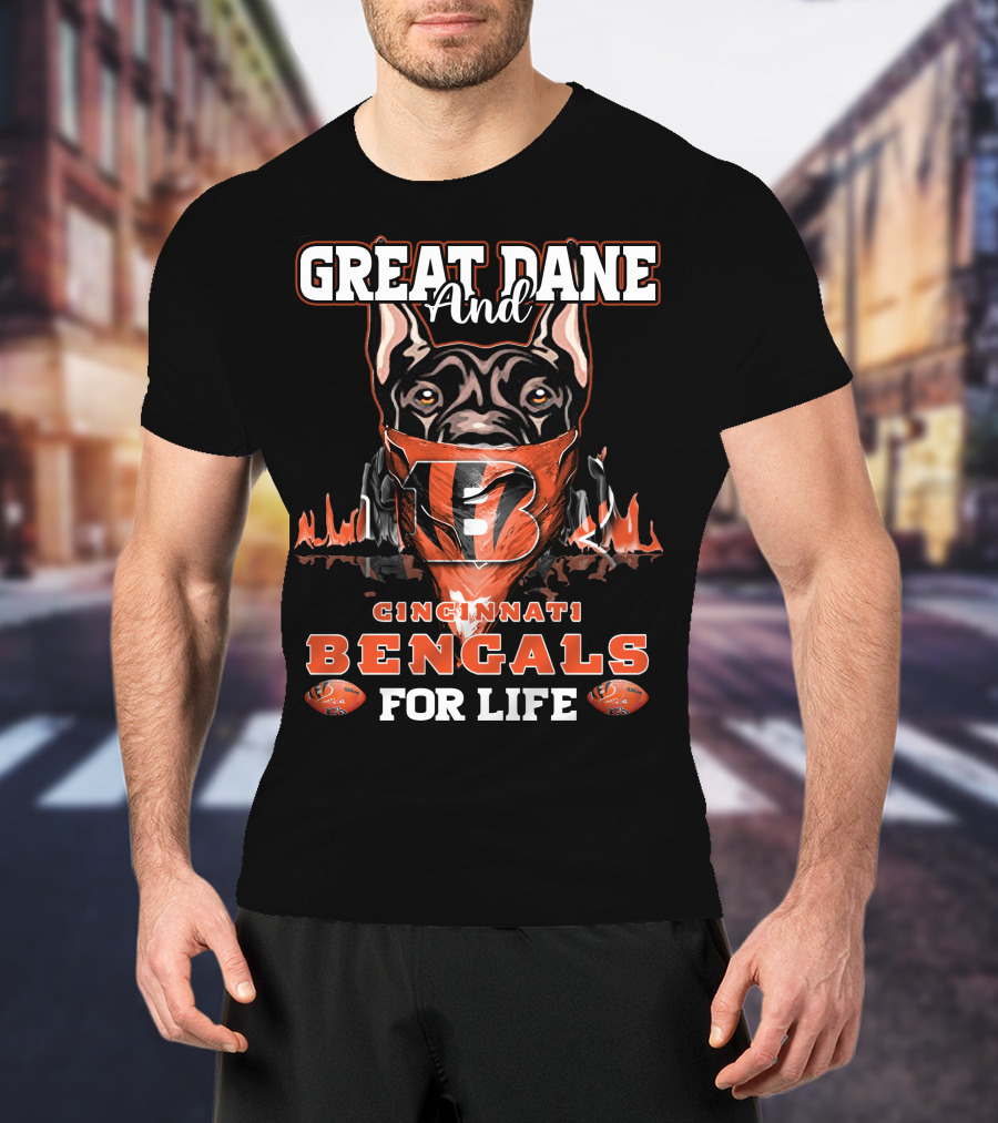CINCINNATI BENGALS GREAT DANE AND FOR LIFE T-Shirt