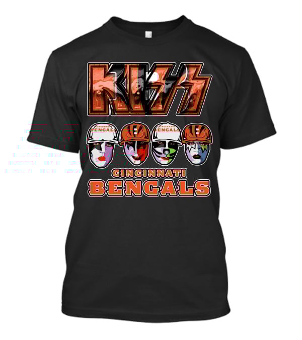 Kiss Cincinnati Bengals Football Helmet Faces Fans T-Shirt
