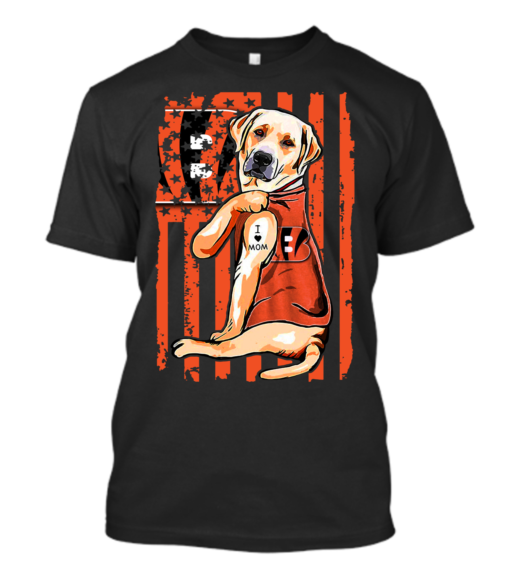 Labrador Retriever CINCINNATI BENGALS I Love Mom T-Shirt