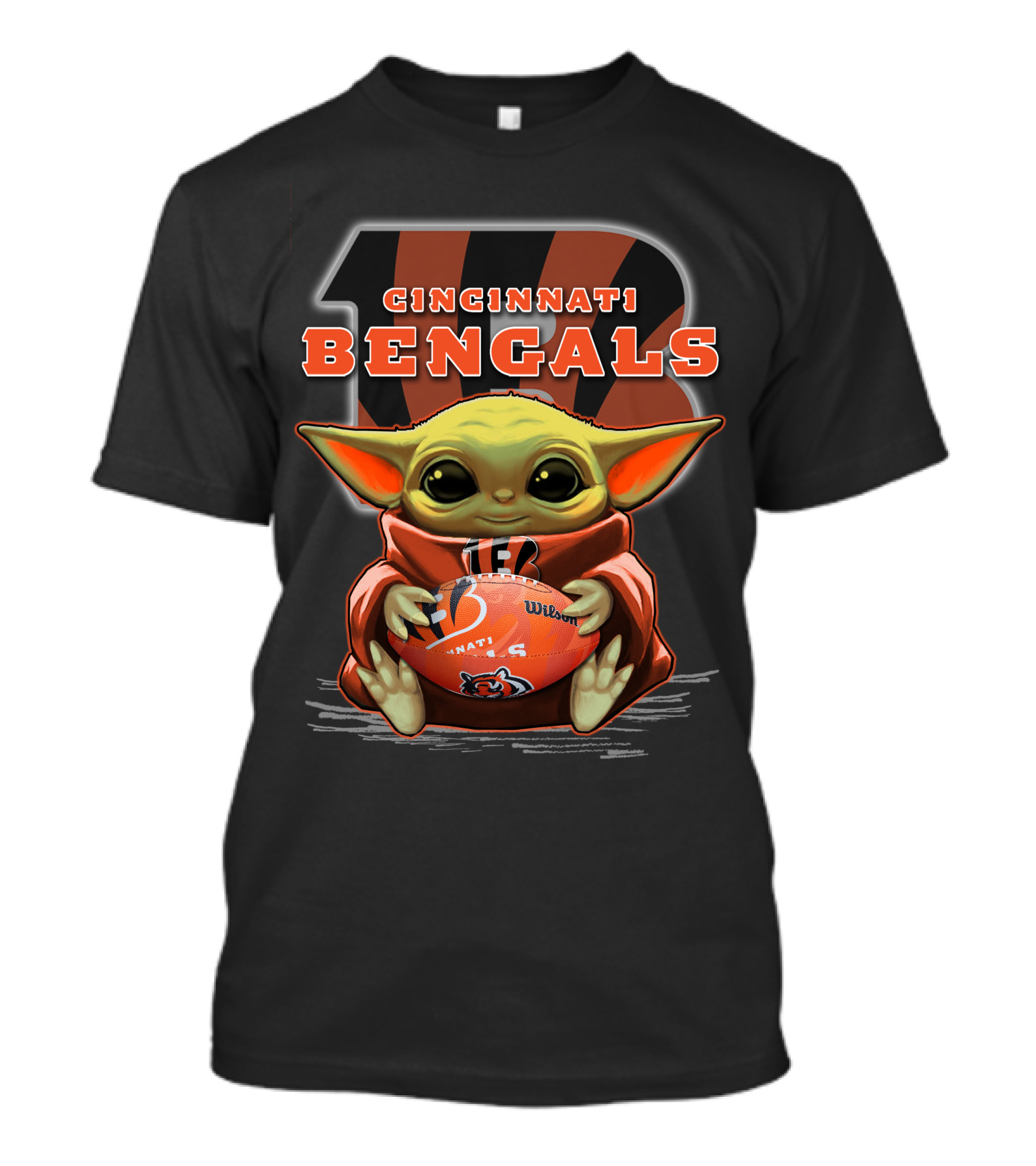 CINCINNATI BENGALS Baby Yoda Football T-Shirt