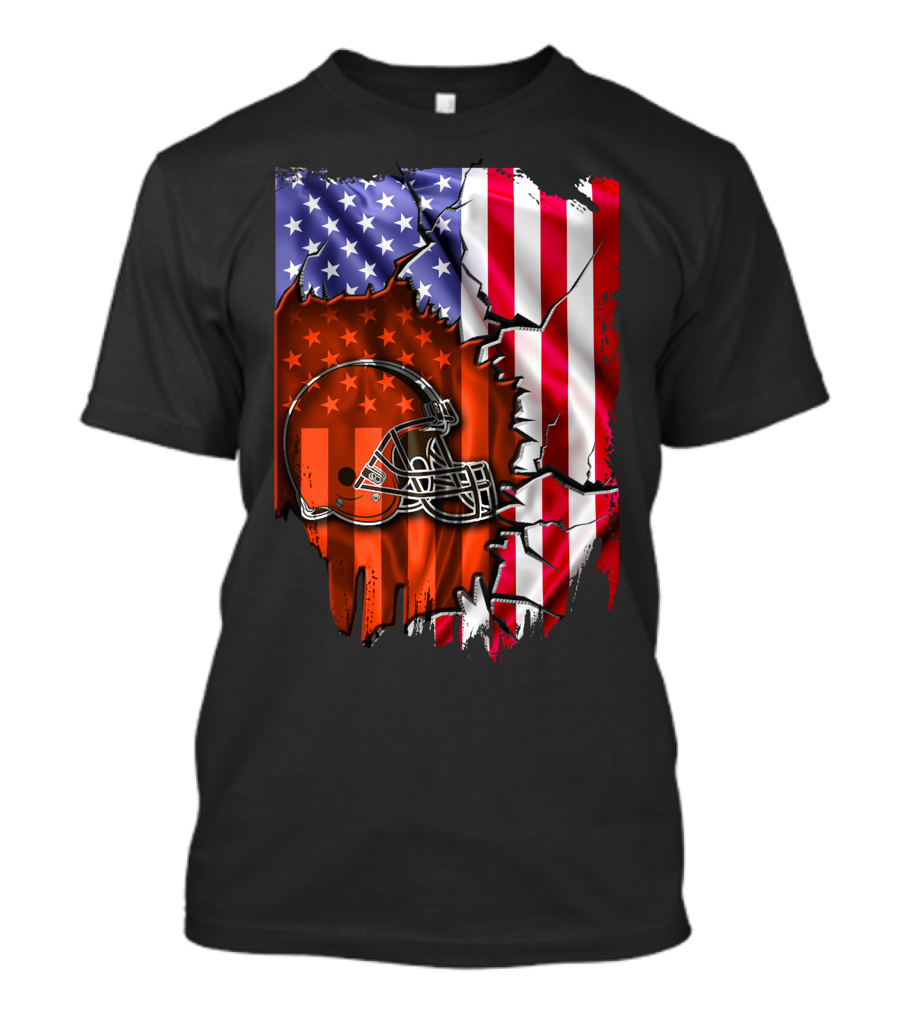 American Flag Cleveland Browns Helmet Stars And Stripes T-Shirt