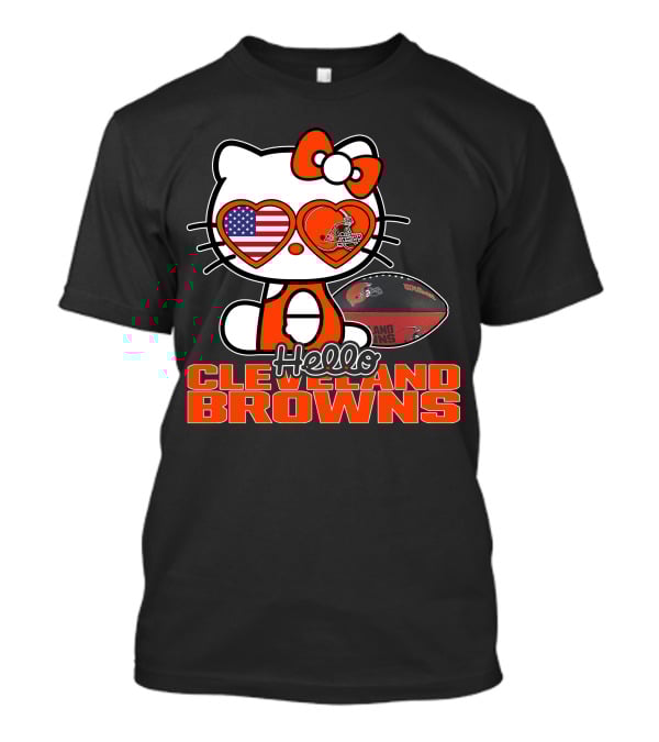 Hello Kitty Cleveland Browns Football USA Hearts T-Shirt