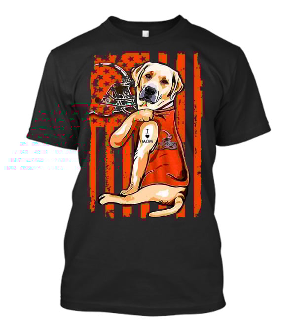 Labrador Retriever Cleveland Browns I Love Mom Football T-Shirt