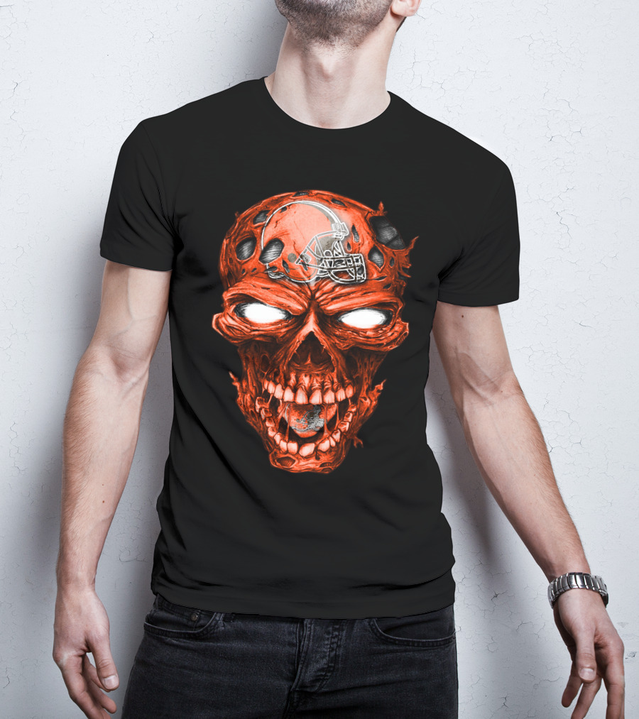 Skull Cleveland Browns Halloween Football Helmet T-Shirt