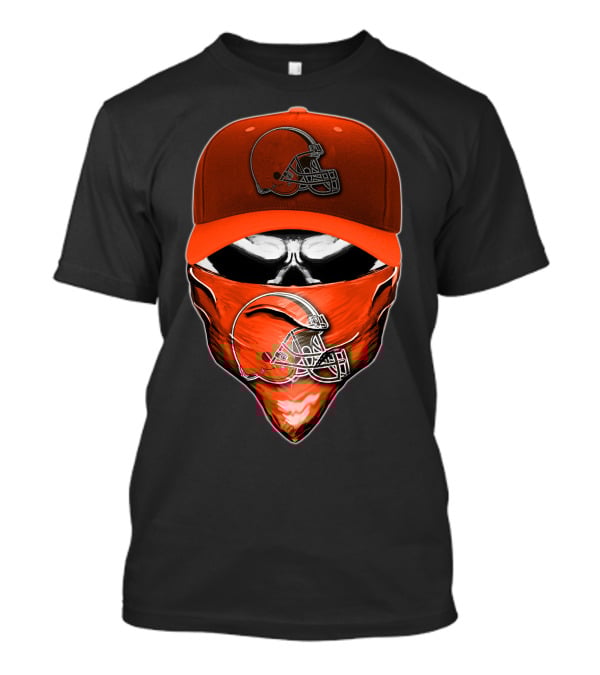 Skull Helmet Bandana CLEVELAND BROWNS Fan Gear T-Shirt