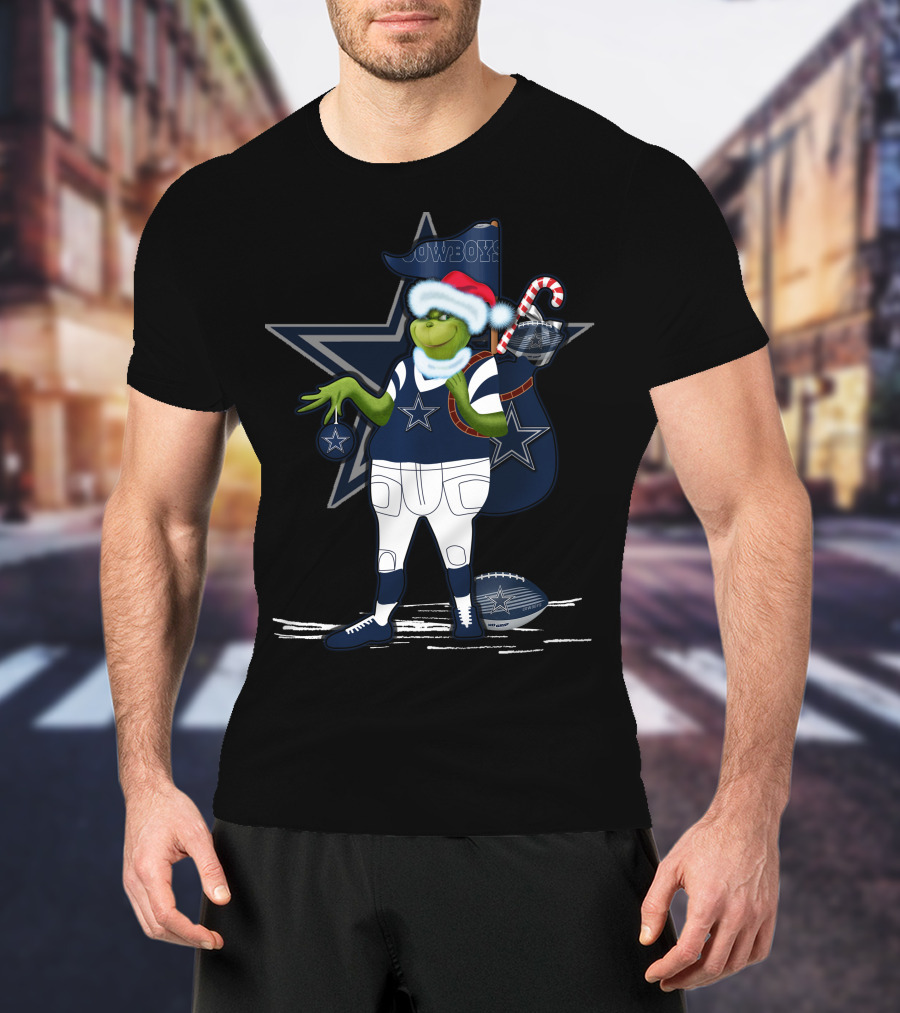 Grinchxmas V1 Dallas Cowboys Star Holiday Football Cheer T-Shirt