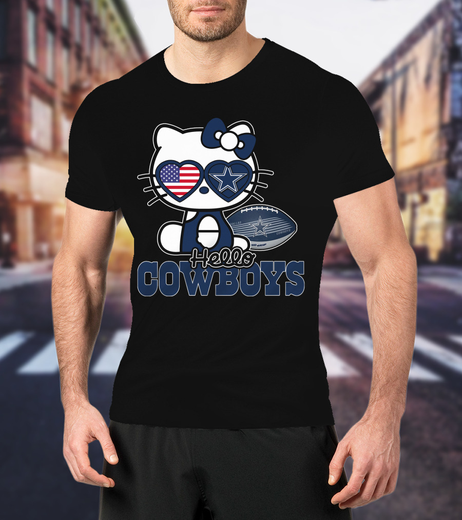 Hello Kitty Dallas Cowboys Usa Flag Football T-Shirt