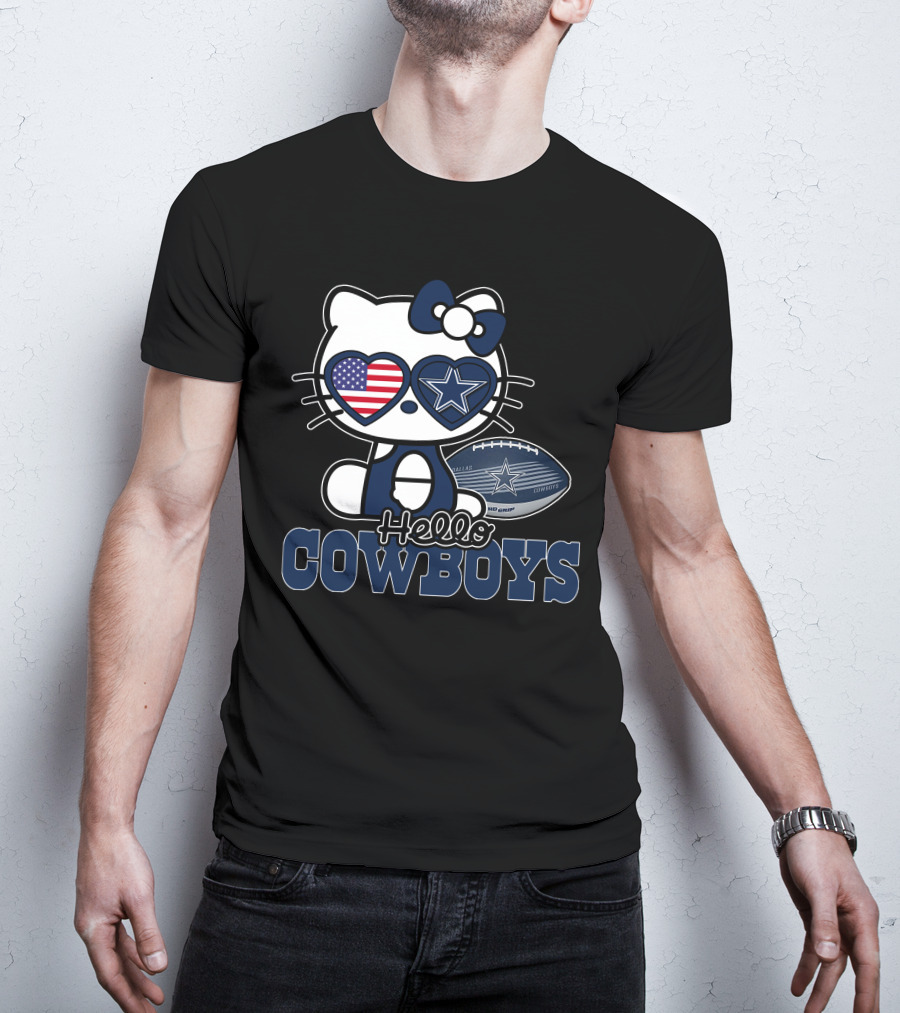 Hello Kitty Dallas Cowboys Usa Flag Football T-Shirt