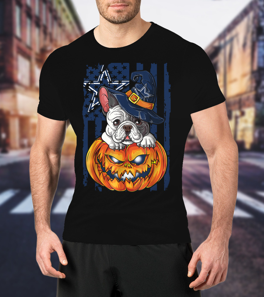 Hlw Bulldog Dallas Cowboys Halloween Pumpkin T-Shirt