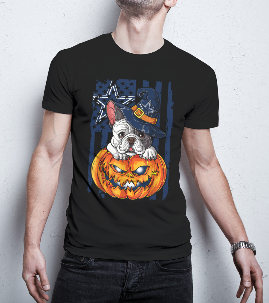Hlw Bulldog Dallas Cowboys Halloween Pumpkin T-Shirt