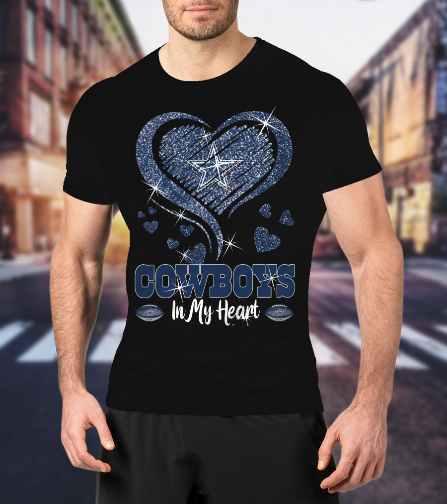 Cowboys In My Heart Starry Hearts Football T-Shirt