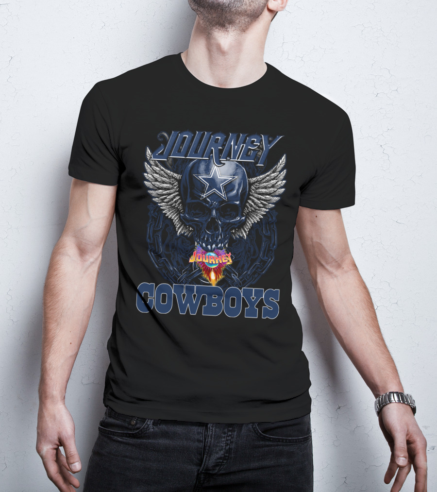 Journey Cowboys Dallas Cowboys Skull Wings Star T-Shirt