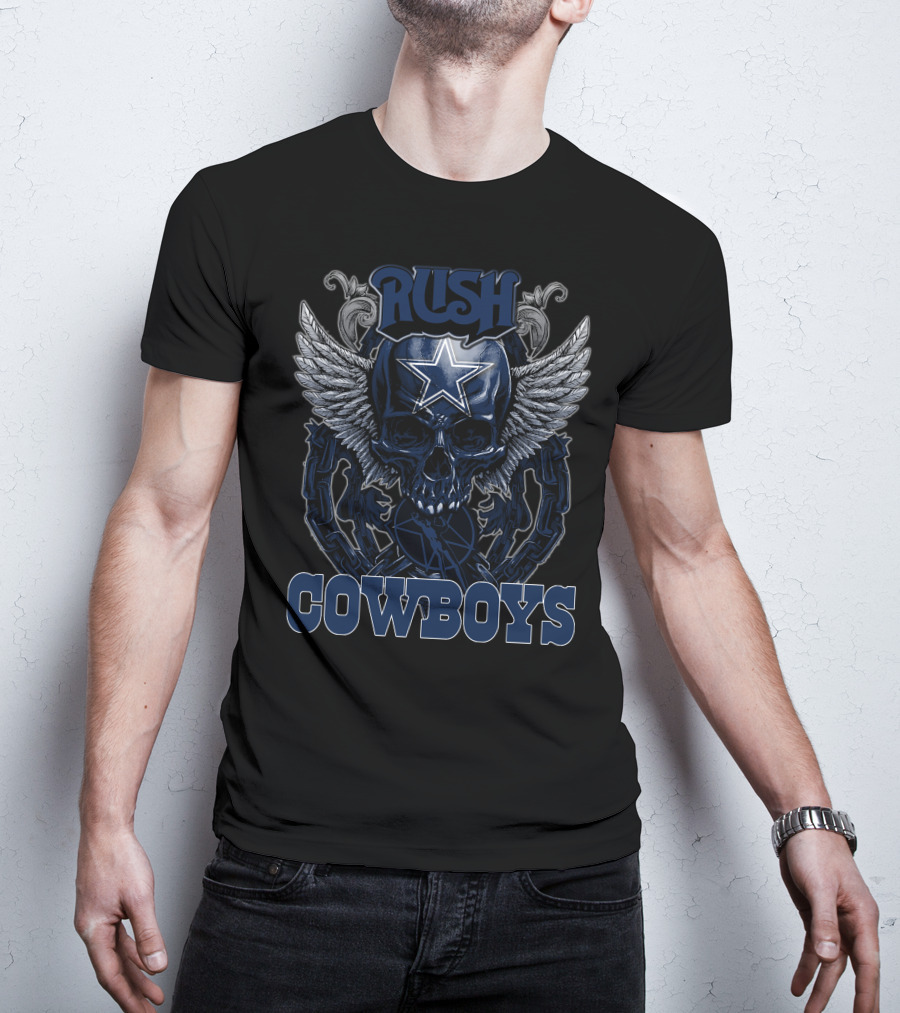 Rush Dallas Cowboys Skull Wings Star T-Shirt