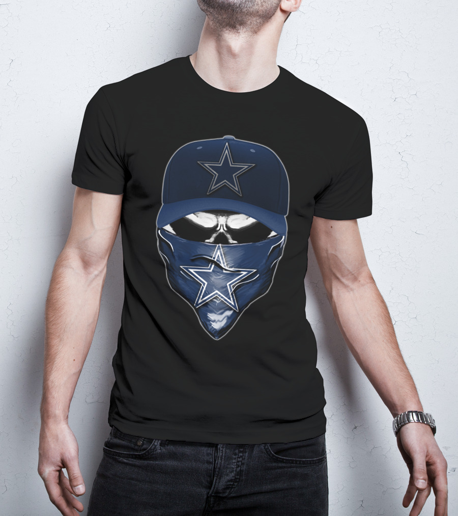 Skull V6 Dallas Cowboys Star Emblem Hat And Bandana T-Shirt