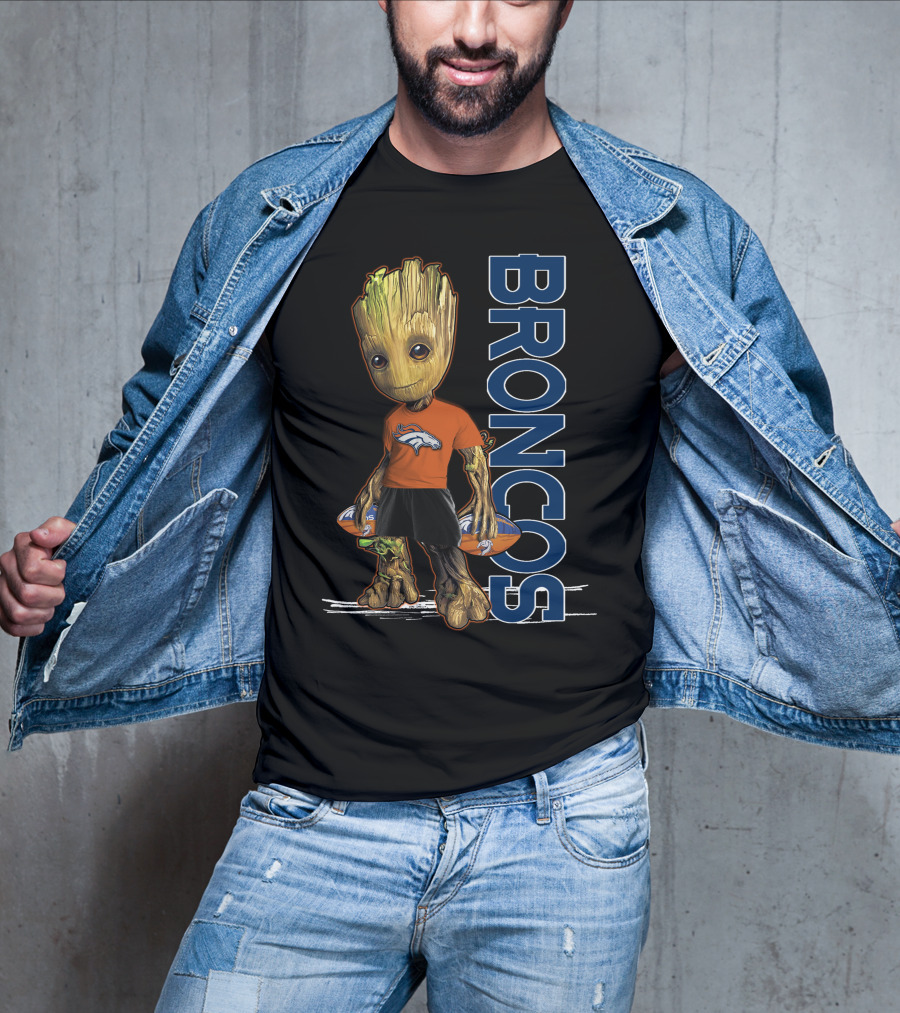 Groot Denver Broncos Football Fan Gear T-Shirt