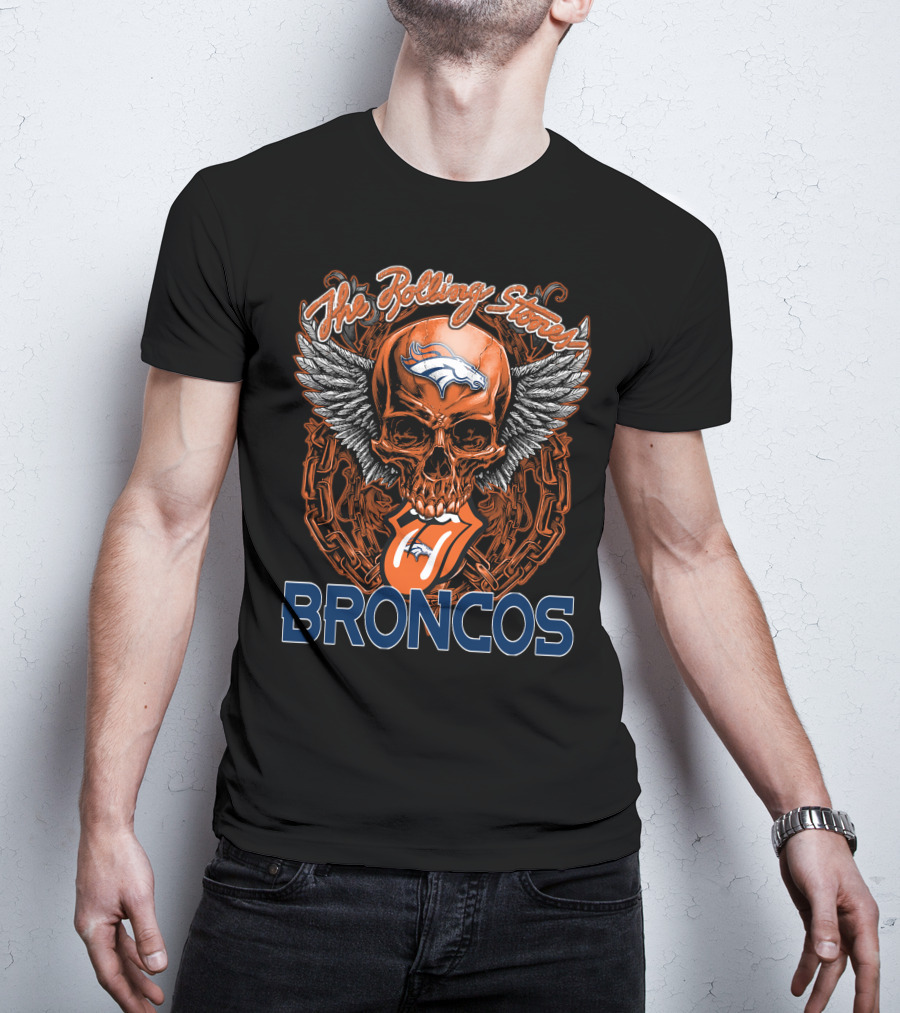 The Rolling Stones Denver Broncos Skull Wings T-Shirt